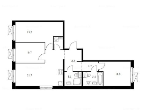 3-комнатная квартира в Жилой комплекс «Кольская 8»