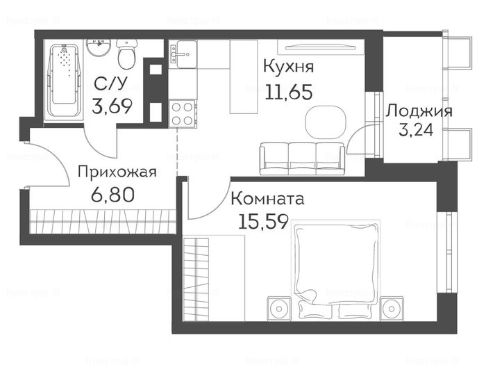 1-комнатная квартира в ЖК «Аквилон Митино»