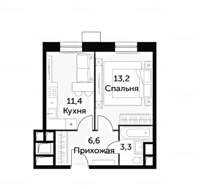 1-комнатная квартира в Апарт-комплекс «Движение. Тушино»