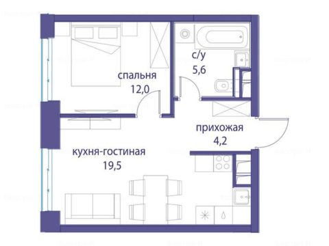 1-комнатная квартира в ЖК «Остров»
