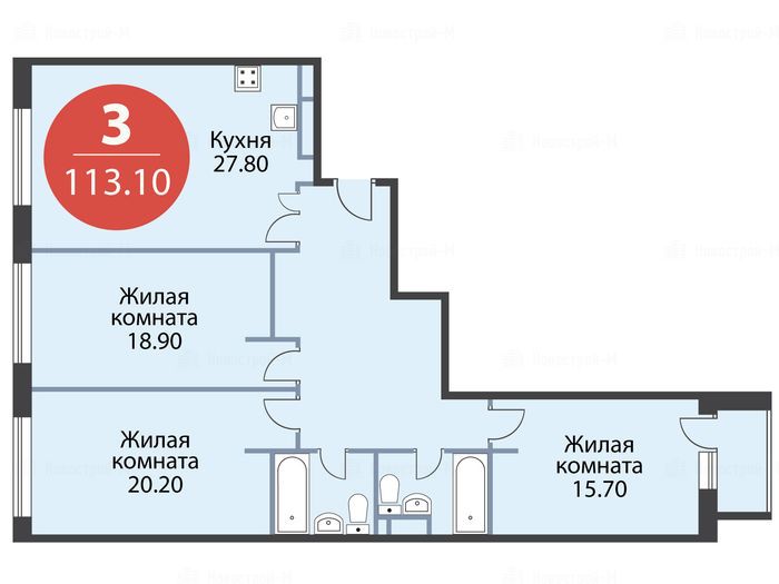3-комнатная квартира в ЖК Silver