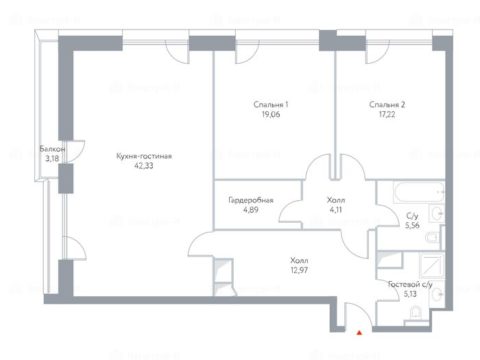 2-комнатная квартира в Апарт-комплекс HILL8