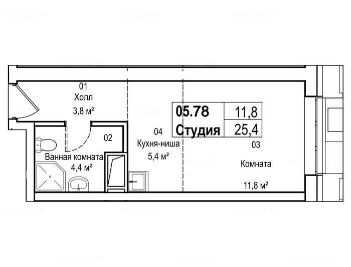 Студия в Жилой комплекс AFI Tower