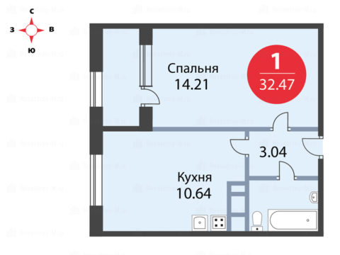 1-комнатная квартира в ЖК «Дружный»