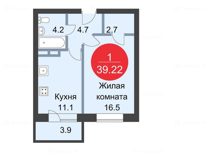 1-комнатная квартира в ЖК Sampo