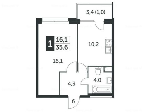 1-комнатная квартира в ЖК «Датский квартал»