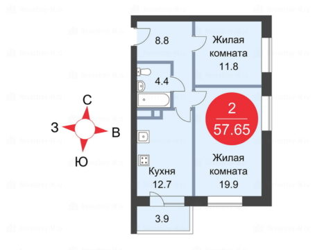2-комнатная квартира в ЖК Sampo