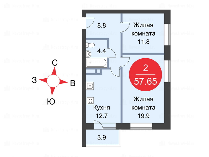 2-комнатная квартира в ЖК Sampo
