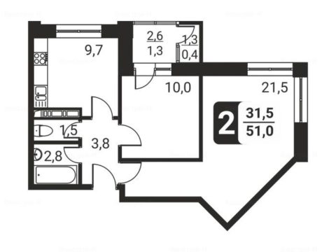 2-комнатная квартира в ЖК «Три квартала»