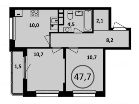 2-комнатная квартира в Жилой район «Испанские кварталы»