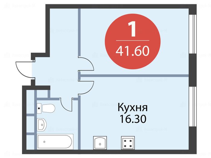 1-комнатная квартира в ЖК «Серебряный фонтан»