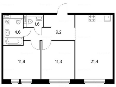 2-комнатная квартира в Жилой комплекс «Измайловский лес»