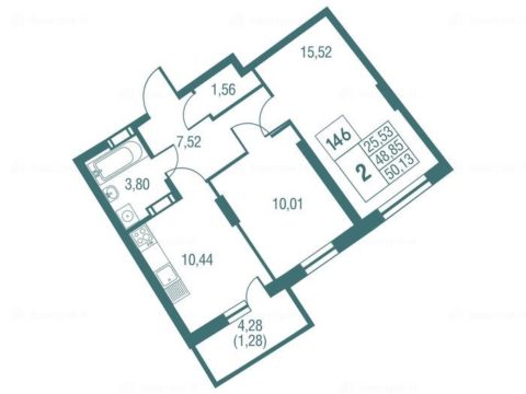 2-комнатная квартира в ЖК «Одинбург»