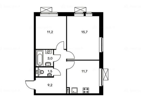2-комнатная квартира в Микрорайон «Бутово парк 2»