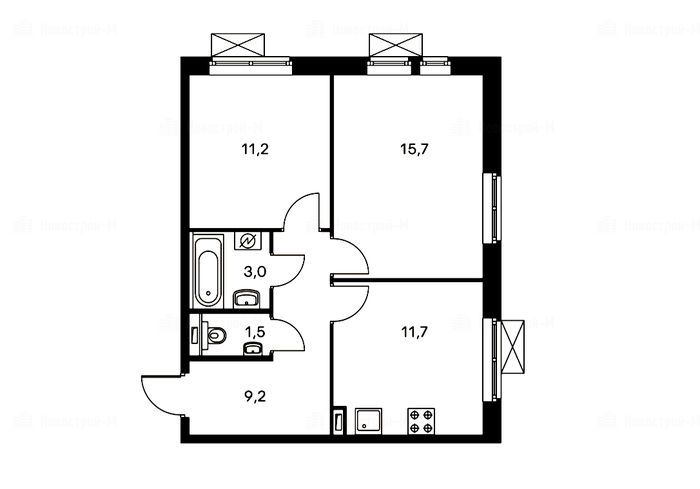 2-комнатная квартира в Микрорайон «Бутово парк 2»