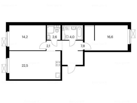 2-комнатная квартира в Жилой комплекс «Белая Дача парк»