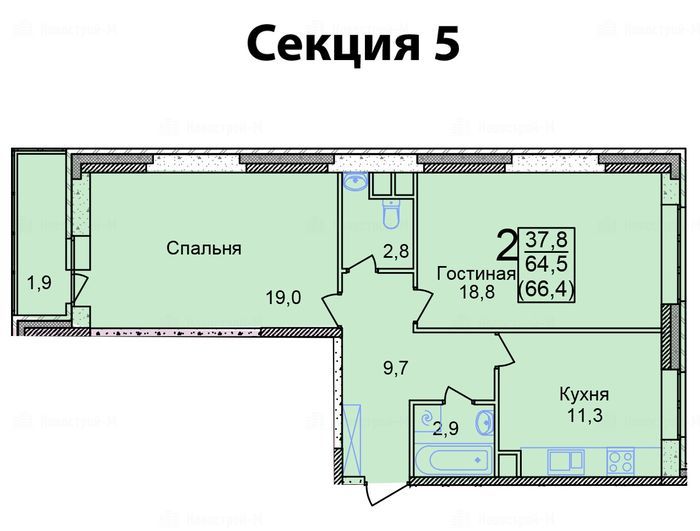 2-комнатная квартира в ЖК «Созвездие»