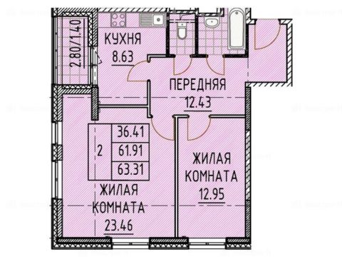 2-комнатная квартира в ЖК «Цветной Бульвар»