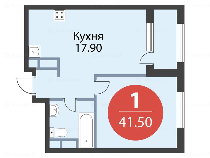 1-комнатная квартира в ЖК «Серебряный фонтан»