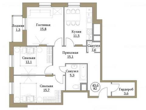 3-комнатная квартира в ЖК «Большая семерка»