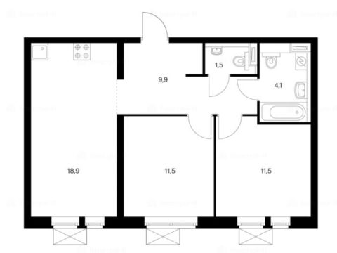 2-комнатная квартира в Жилой комплекс «Большая Очаковская 2»