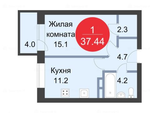 1-комнатная квартира в ЖК Sampo