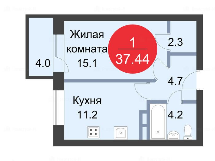 1-комнатная квартира в ЖК Sampo