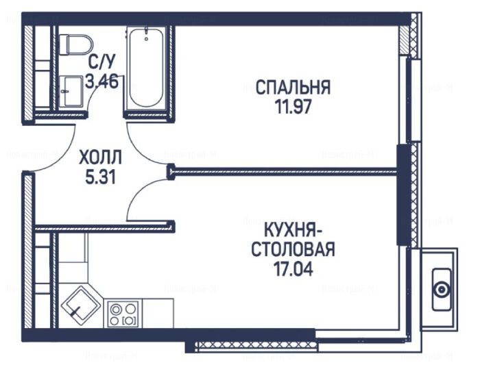1-комнатная квартира в ЖК «Любовь и голуби»