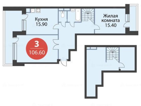 3-комнатная квартира в ЖК «Сказка»