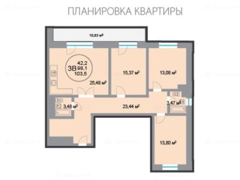 3-комнатная квартира в ЖК «28 микрорайон»