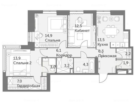 3-комнатная квартира в ЖК «Архитектор»