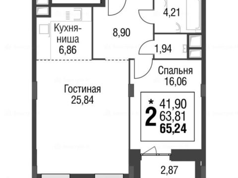 2-комнатная квартира в ЖК «Резиденции архитекторов»