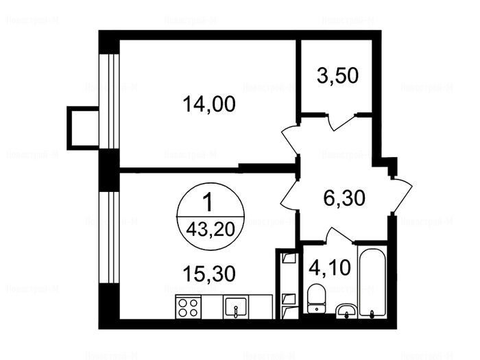 1-комнатная квартира в Город-парк «Переделкино Ближнее»