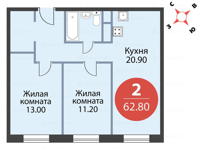 2-комнатная квартира в ЖК «Сердце Одинцово»