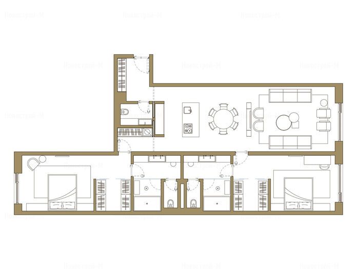 2-комнатная квартира в Комплекс апартаментов Roza Rossa