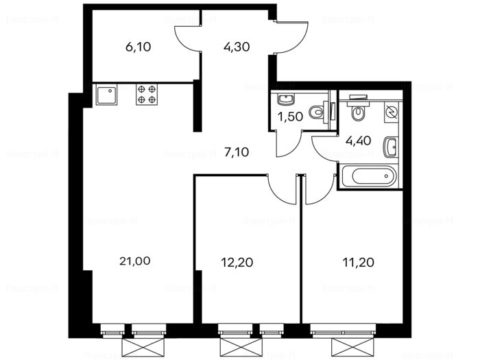 2-комнатная квартира в Жилой комплекс «Оранж парк»