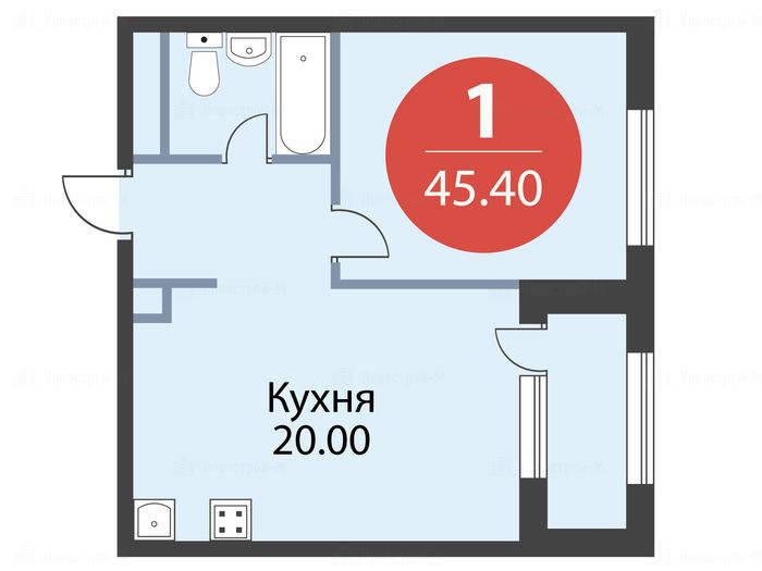1-комнатная квартира в ЖК «Серебряный фонтан»