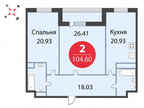 2-комнатная квартира в ЖК «Дубровка»