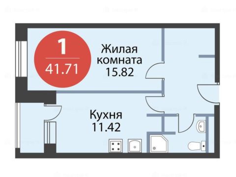 1-комнатная квартира в ЖК «Баркли Медовая долина»