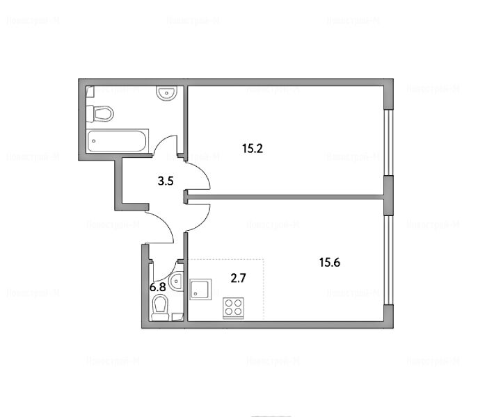 2-комнатная квартира в ЖК «Тринити-2»