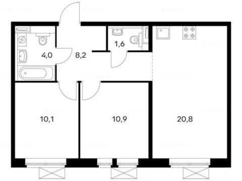 2-комнатная квартира в Жилой комплекс «Ильменский 17»