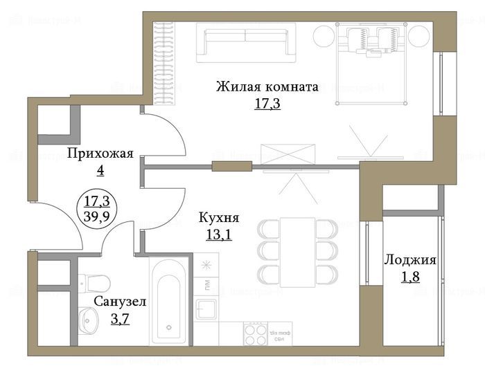 1-комнатная квартира в ЖК «Большая семерка»