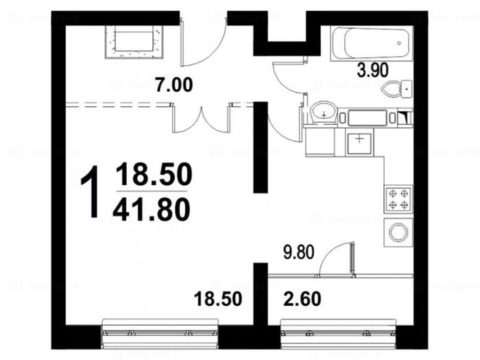1-комнатная квартира в ЖК «Серебро»