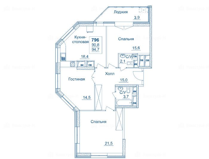 3-комнатная квартира в ЖК «Династия»