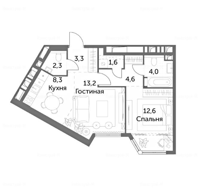 2-комнатная квартира в ЖК «Архитектор»