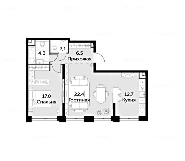 2-комнатная квартира в ЖК «Сидней Сити»