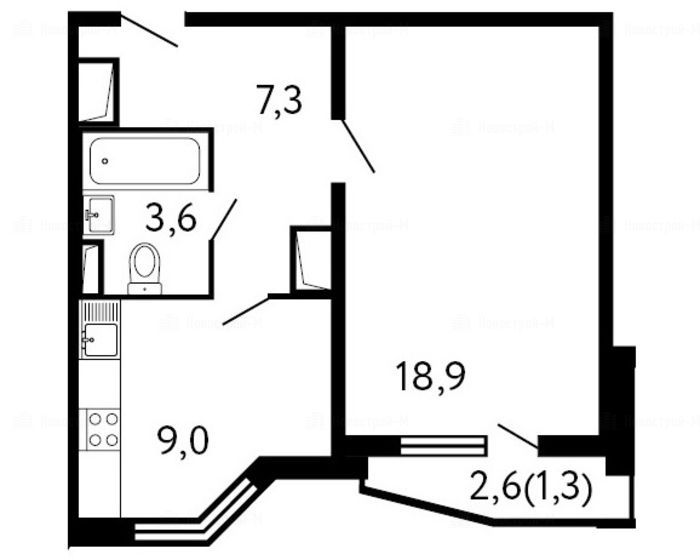 1-комнатная квартира в Жилой район «Южная Битца»