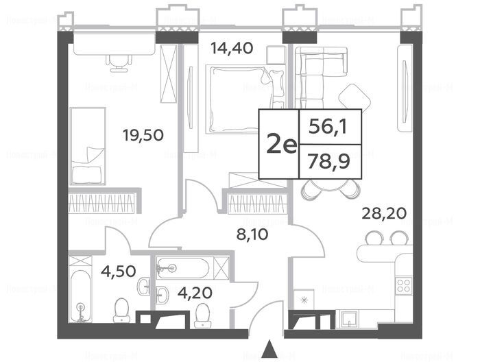 2-комнатная квартира в ЖК Will Towers