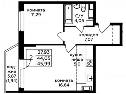 2-комнатная квартира в ЖК «Зеленые аллеи»