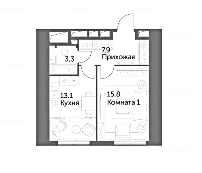 1-комнатная квартира в ЖК «Архитектор»